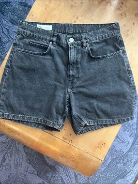 Zara Washed Charcoal/Black Denim Shorts